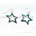 green star pendant enamel earring